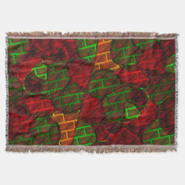 違うイメージモンタージュ，レンガ，赤，緑，黄 スローブランケット
