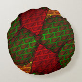 違うイメージモンタージュ，レンガ，赤，緑，黄 ラウンドクッション (裏面)