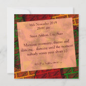 違うイメージモンタージュ，レンガ，赤，緑，黄 招待状 (裏面)