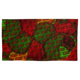 違うイメージモンタージュ，レンガ，赤，緑，黄 枕カバー