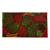 違うイメージモンタージュ，レンガ，赤，緑，黄 枕カバー (裏面-左)