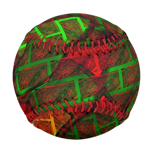 違うイメージモンタージュ，レンガ，赤，緑，黄 野球ボール (正面)