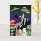 違うエイリアン種、UFO、惑星パーソナライズされた カード (黄色い花)