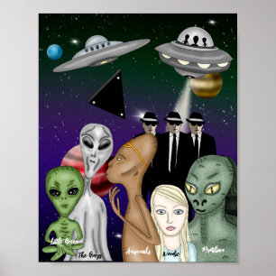 違うエイリアン種、UFO、惑星 ポスター