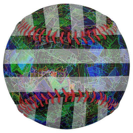 違うストライプ線とスクラッチの正方形 ソフトボール (正面)