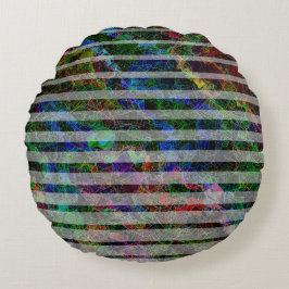 違うストライプ線とスクラッチの正方形 ラウンドクッション