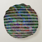 違うストライプ線とスクラッチの正方形 ラウンドクッション (裏面)