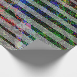 違うストライプ線とスクラッチの正方形 ラッピングペーパー