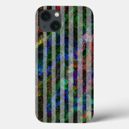 違うストライプ線とスクラッチの正方形 iPhone 13ケース