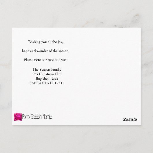 違うドア – クリスマスリースの新しいアドレスカード ポストカード (裏面)