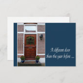 違うドア – クリスマスリースの新しいアドレスカード 招待状 (正面/裏面)