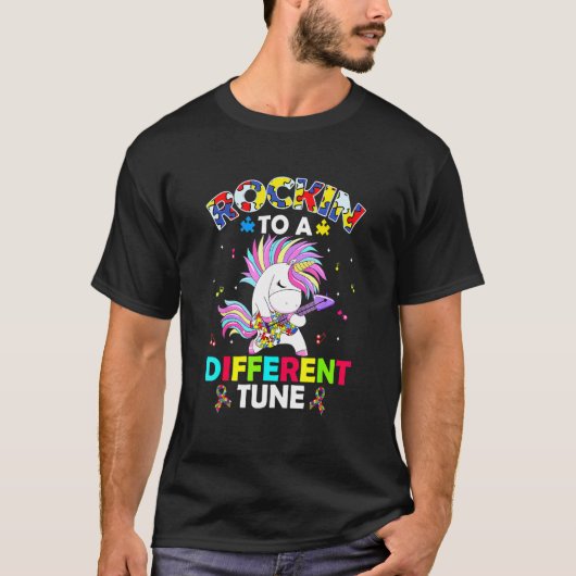 違うリズムでロックする ユニコーン 自閉症 A Tシャツ (正面)