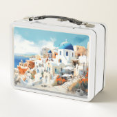 違う写真とサントリーニギリシャ メタルランチボックス (裏面)