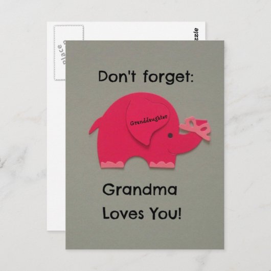 違う忘れよ：おばあちゃんが愛してる！孫娘 ポストカード (正面/裏面)