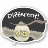 違う!フクロウの少し上向き シール (正面)