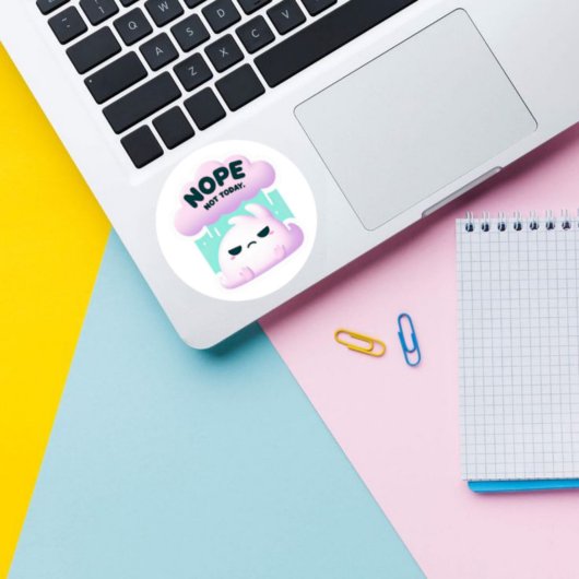 違う。Not Today - Cute Grumpy Cloudステッカー ラウンドシール