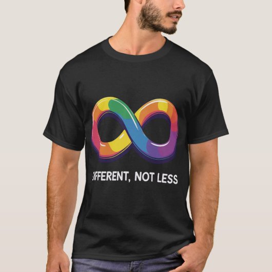 違うNot Less – 自閉症意識インフィニティ Tシャツ (正面)