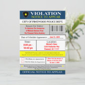 違反チケット警察卒業招待状 招待状 (スタンド正面)