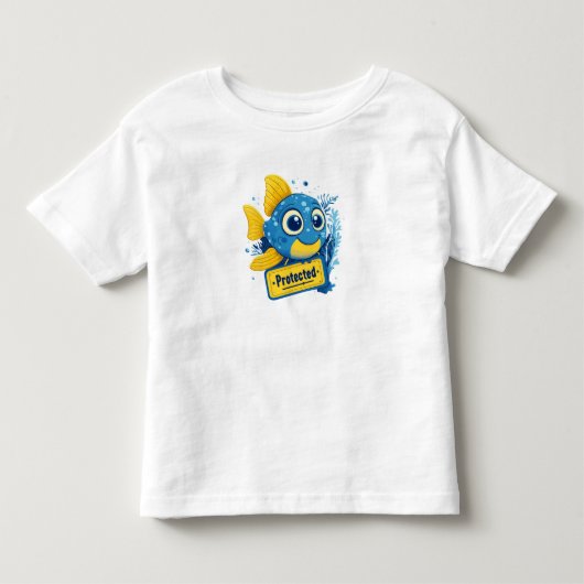 違法ストップ魚釣り救 – 海洋生物デザイン トドラーTシャツ (正面)