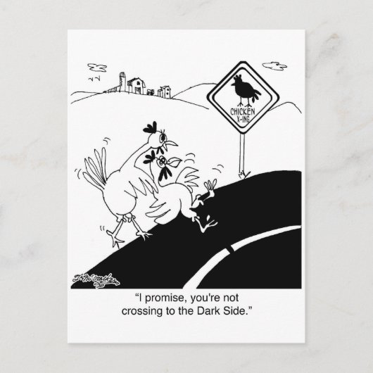 遠い側面に交差していない鶏 ポストカード (正面)