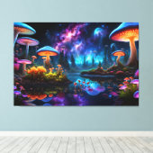 遠い惑星の生物発光エイリアンキノコ キャンバスプリント (インサイチュ (ウッドフロア))