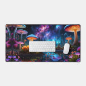遠い惑星の生物発光エイリアンキノコ デスクマット (キーボード&マウス)