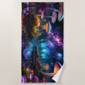 遠い惑星の生物発光エイリアンキノコ ビーチタオル (正面)