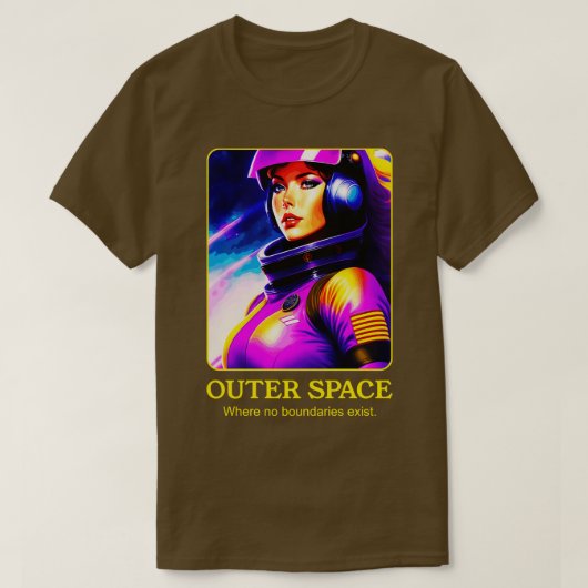 遠い銀河系の女性の宇宙パイロット Tシャツ (デザイン正面)