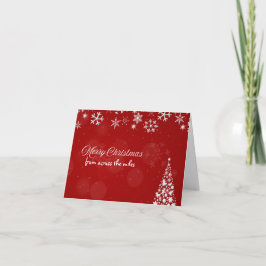 遠くから届ける赤と白の雪の結晶のクリスマスカード シーズンカード