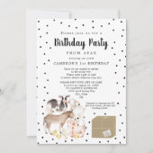 遠くから開催される農業動物の誕生日パーティー 招待状 (正面)