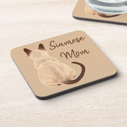 遠くになスケッチを見るSashaのシャム猫のお母さんの子猫 コースター (左側)