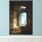 遠くにオベリスクのある廃墟 キャンバスプリント (インサイチュ (ウッドフロア))