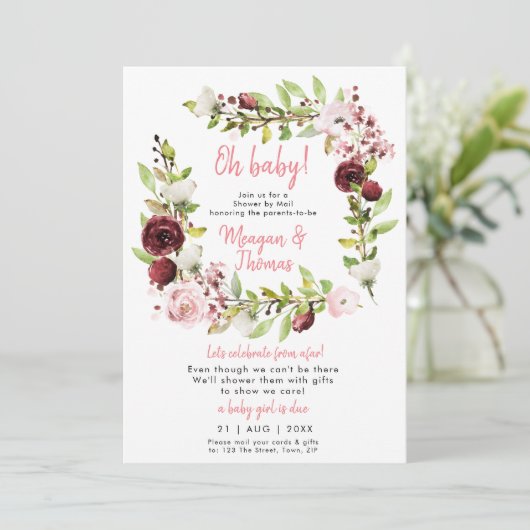 遠くのベビーシャワーの招待状からのメールでシャワーを浴びる 招待状 (スタンド正面)