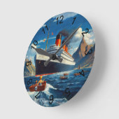 遠くの土地を訪れる ラウンド壁時計 (傾斜)