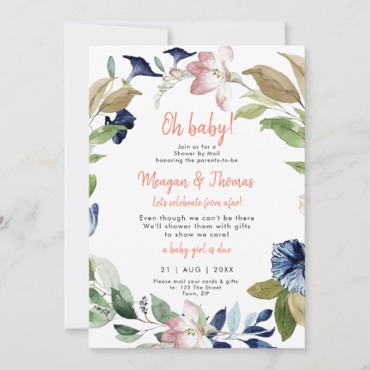 遠くの女の子の赤ちゃんシャワーから郵便でシャワー 招待状