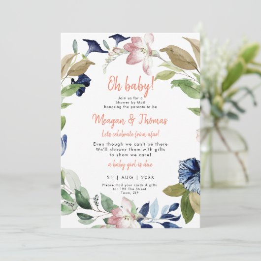 遠くの女の子の赤ちゃんシャワーから郵便でシャワー 招待状