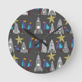 遠くまで飛ぼう遠くに ラウンド壁時計