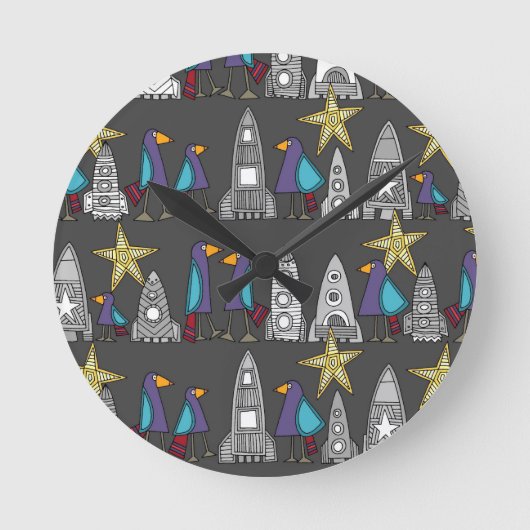 遠くまで飛ぼう遠くに ラウンド壁時計 (正面)