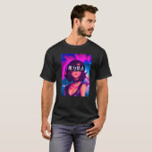 遠くを見る女性Vaporwave Futurism Edg Tシャツ (正面フル)