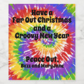 "遠く離れたクリスマスを持っている"ヒッピー絞り染めスケッチ ワインラベル (シングルラベル)