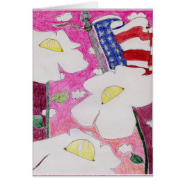 遠ざけられた精神: 3花米国の旗のピンクの空