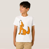 遠ぼえしているオレンジオオカミ子犬 Tシャツ (正面フル)