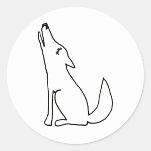 遠ぼえしているコヨーテのオオカミ犬-おもしろいインクラインスケッチの芸術 ラウンドシール