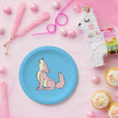 遠ぼえしている淡いピンクのオオカミ子犬 ペーパープレート (パーティー)