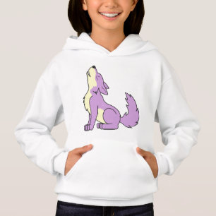遠ぼえしている薄紫のオオカミ子犬