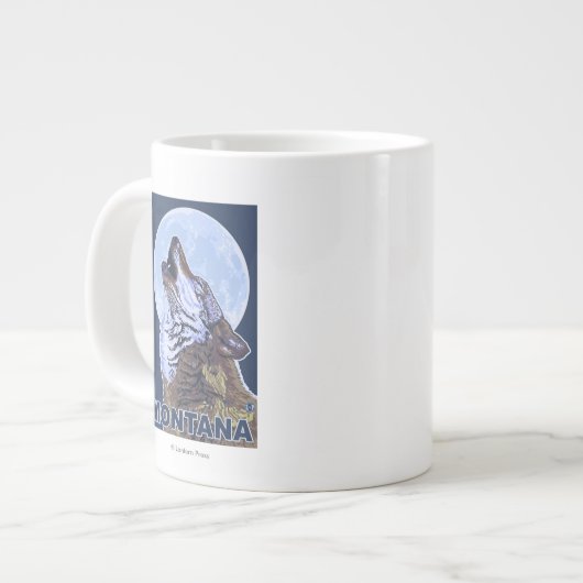 遠ぼえするMontanaWolf ジャンボコーヒーマグカップ (正面左)