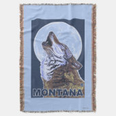 遠ぼえするMontanaWolf スローブランケット (正面縦)