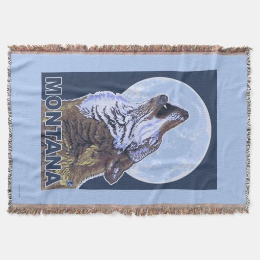 遠ぼえするMontanaWolf スローブランケット (正面)