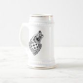 遠ぼえのオオカミのケルト人の結び糸細工 ビールジョッキ (正面左)