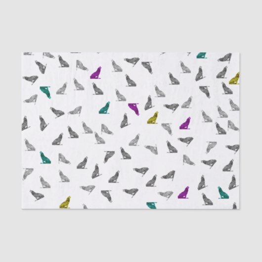 遠ぼえのオオカミのティッシュペーパー 薄葉紙 (正面)